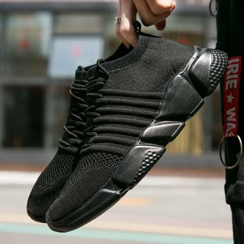 Zapatillas de deporte de invierno con punta redonda para hombre, zapatos tejidos para caminar, zapatos deportivos clásicos para salida de hospitalidad, cesta
