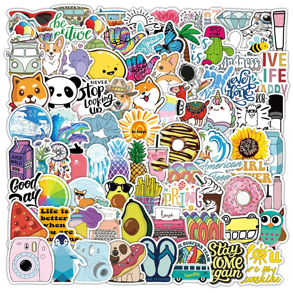 103 pieces of summer fresh and trendy sticker decorative notebook stickers with creative graffiti and unique designs