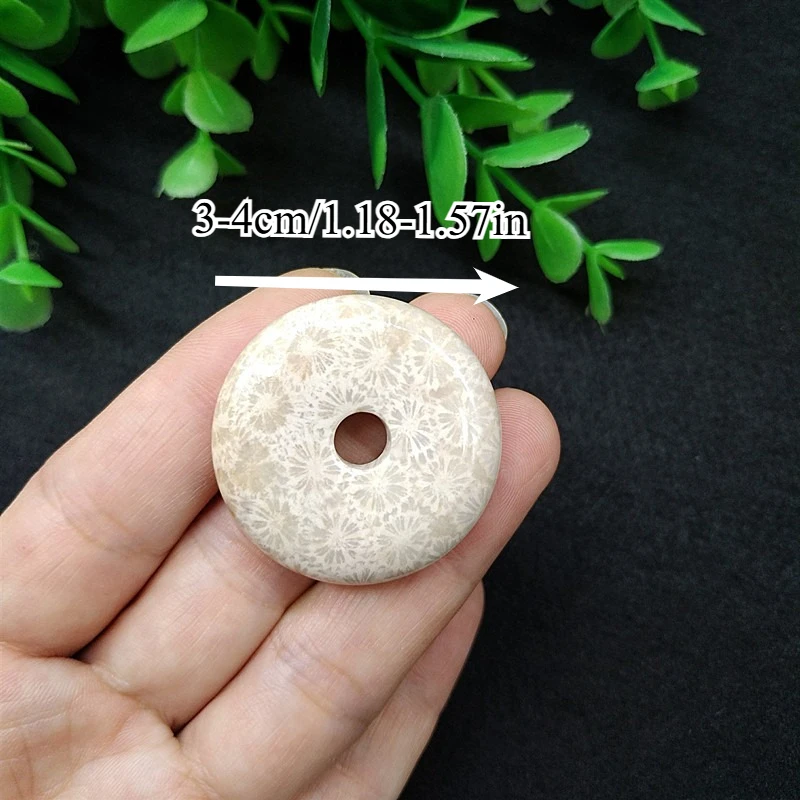 Natural Random Chrysanthemum Stone Donut Safety Buckle Perfect for DIY Pendants,  Gift for Halloween and Holidays.