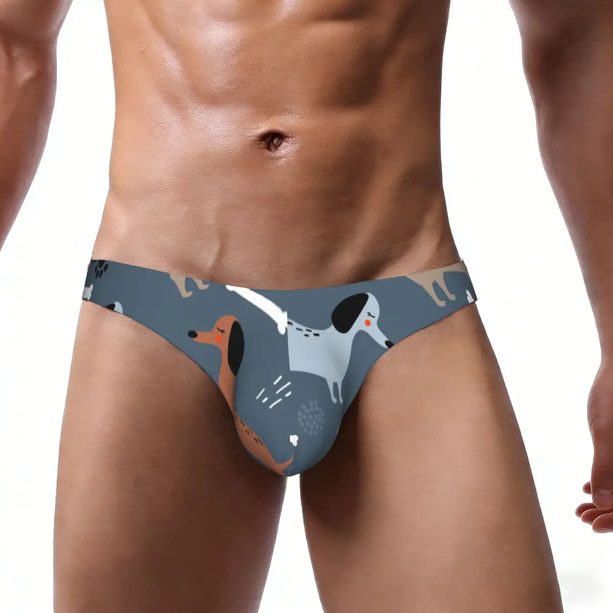 Men's Sexy Briefs Breathable Bikini Happy Dogs Bones Men Underpants Low Cut Man Underwear Panties