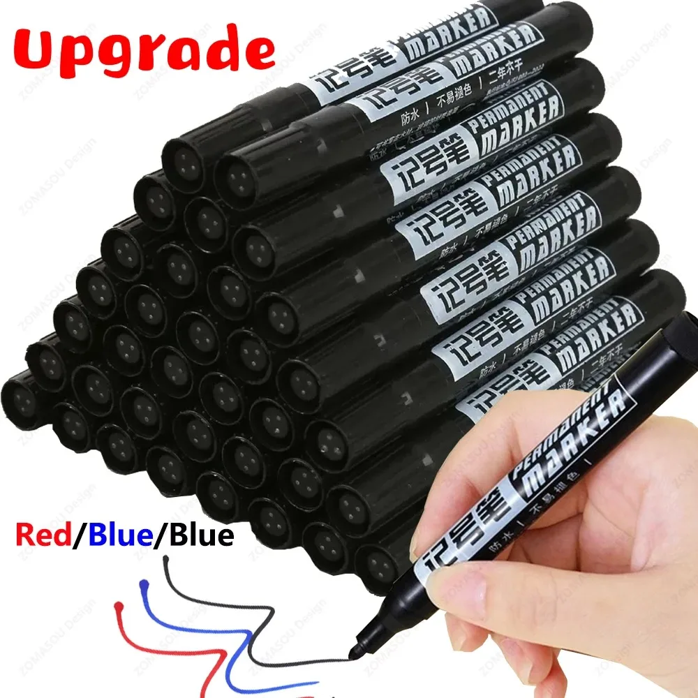 1-50Pcs Waterproof Oil-based Marker Pen Quick Dry Black Blue Red Ink Permanent for Metal Glass Stationery Art School Supply