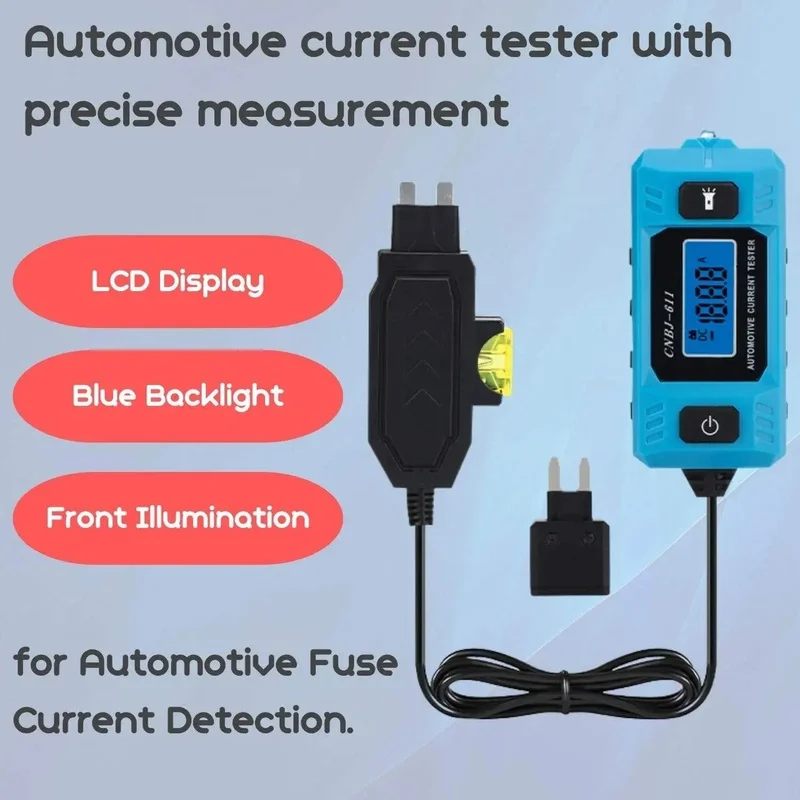 Lorvmed LCD Display Car Electrical Leak Detector Automotive Fuse Current Measuring Tester Tool