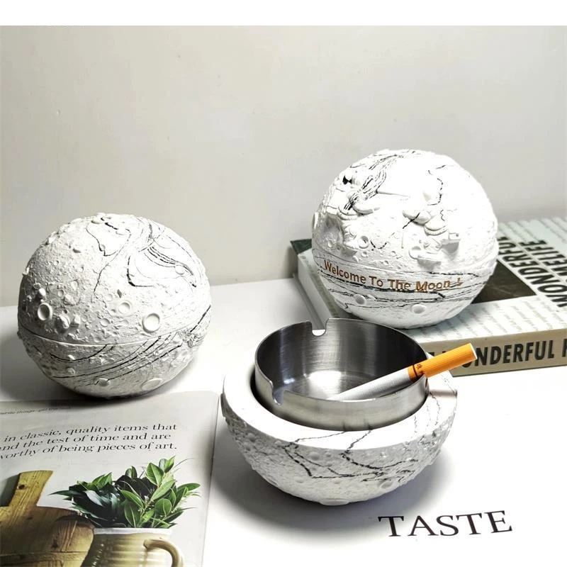 

Cement Ashtray with Cover Anti-Fly Ash Living Room Desktop Lunar Cigar Office Home Decor Boyfriend's Birthday Gift