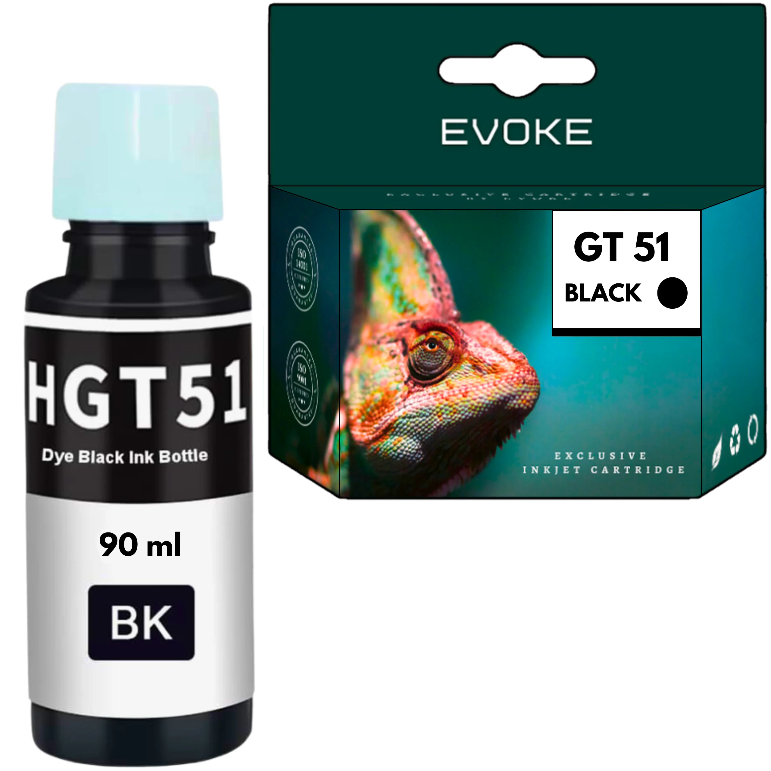 Evoke Compatibele Inkt voor Hp Gt-51 Gt51 Gt51Bk M0H57Ae Zwart 90 ml 5600 Pagina's Inktreservoir 315 410 415 416 417 419; Smart Tank 500 510 513 515 518 519 530; Deskjet Gt 5810 5820