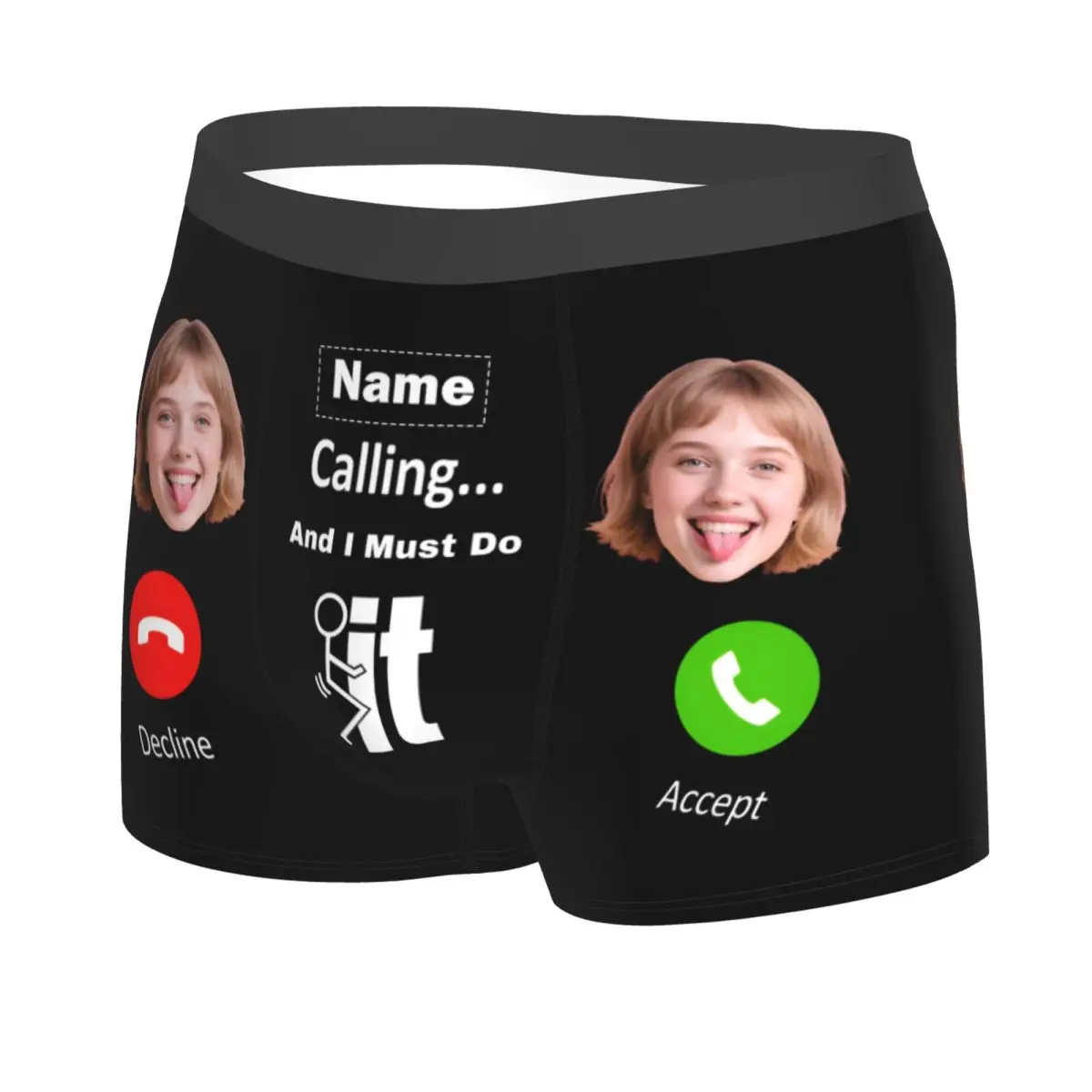 Personalized Custom Face Photo Boxers Briefs Male Breathable Design Your Own Name Underwear Valentine's Day Wedding Gift