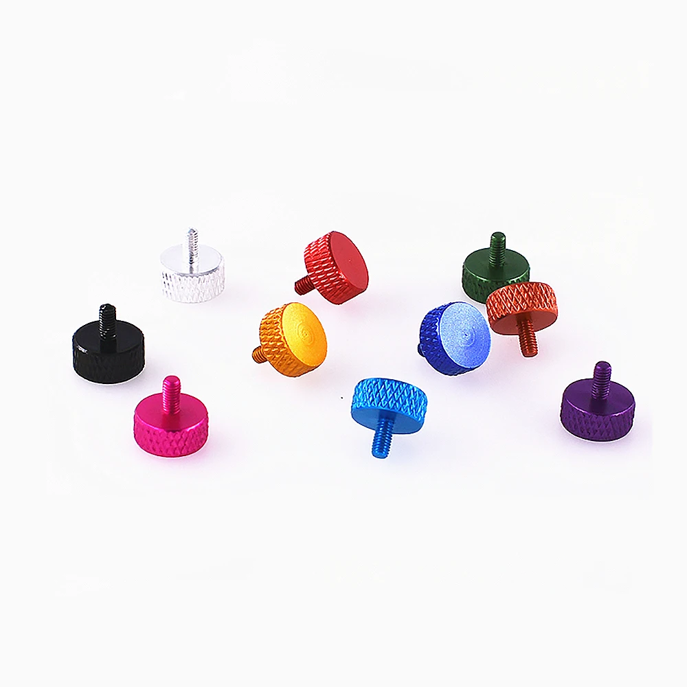 M3/M3.5/M4/M6 Colourful Thumb Screw Head Dia 12mm Aluminum Alloy Flat Head Knurled Hand Tighten Bolts Computer Case DIY Parts