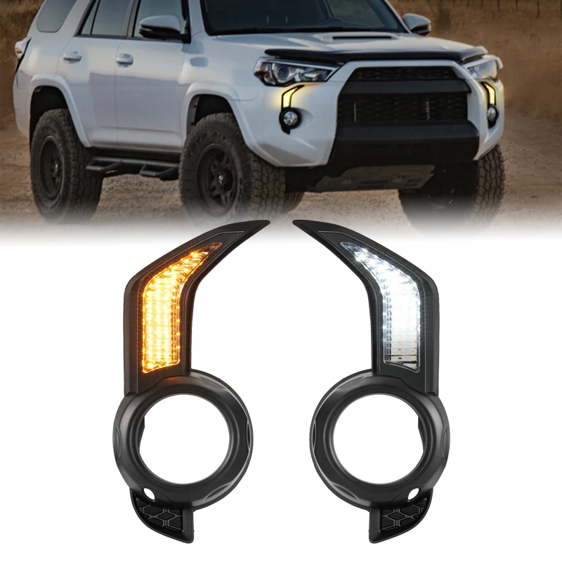 

LED Fog Light Sequential Turn Signal Light For Toyota 4Runner (facelift) 2013-2021 Front Driving DRL White + Amber Light