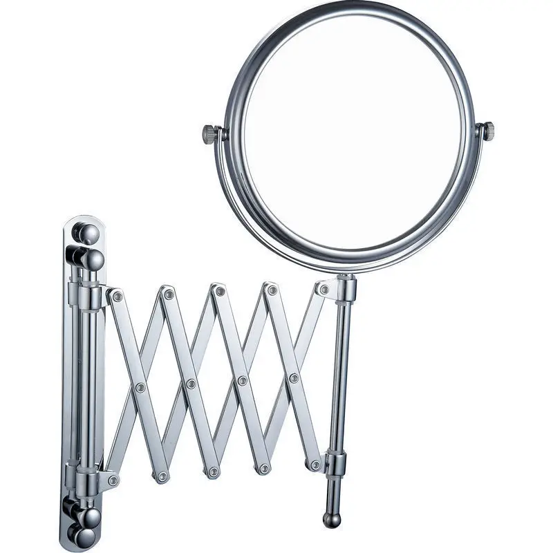 Household Telescopic Stainless Steel Makeup Mirror High Definition Makeup D Mirror Wall Hanging 3 Times Enlarged Beauty Mirror