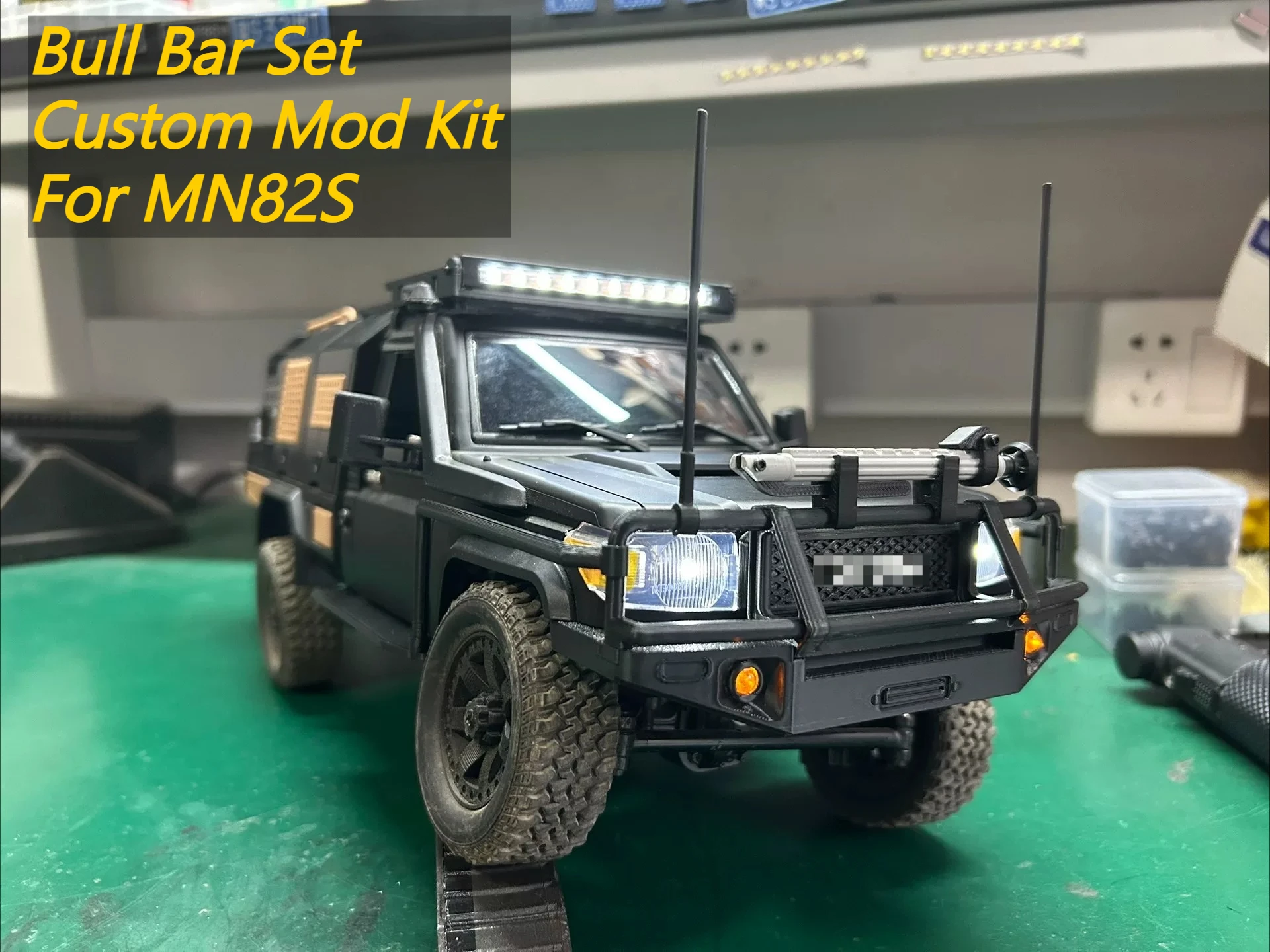 RC Crawler Bull Bar Set Custom Mod Kit For MN82S 1/12 Off‑Road Truck With Fog Lamp Side Step DIY Decor Upgrade Spare Accessory