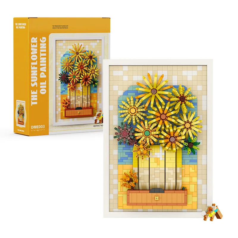 

Creative Sunflower 3d Photo Frame Micro Diamond Block Construction Model Building Brick Educational Toys For Gifts Nanobricks