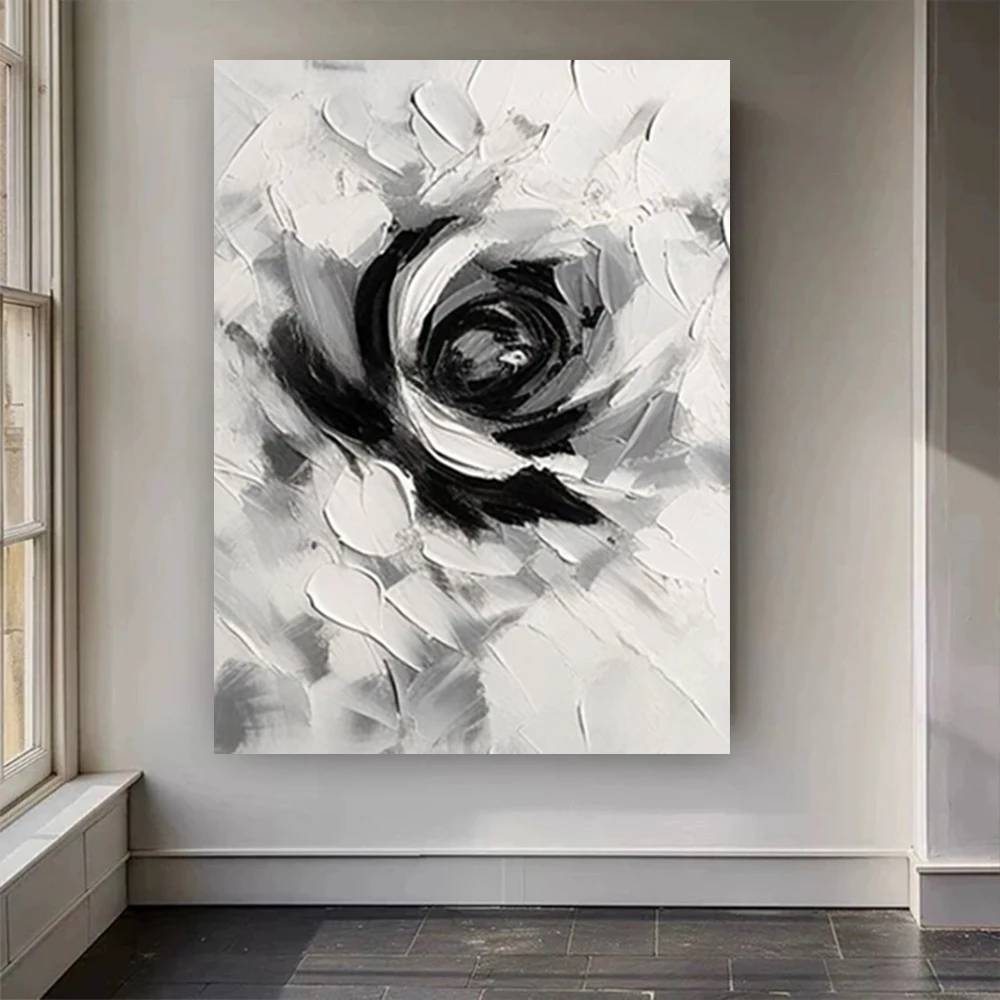 الحديثة شجرة المشارك رمادي أبيض أصفر ثلاثية الأبعاد الزهور النفط اللوحة رسمت باليد قماش صورة ديكور غرفة المعيشة المنزل جدار الفن نمط