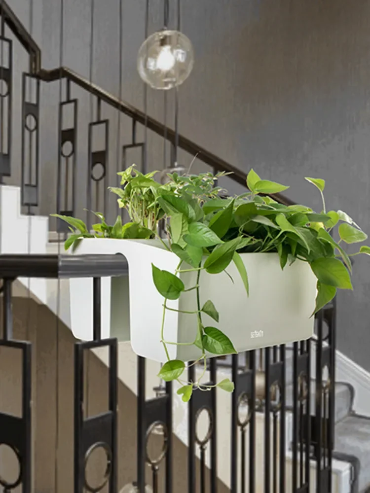 Bilateral hanging railing flower pot hanging resin riding pot saddle guardrail staircase hanging balcony flower box riding pot