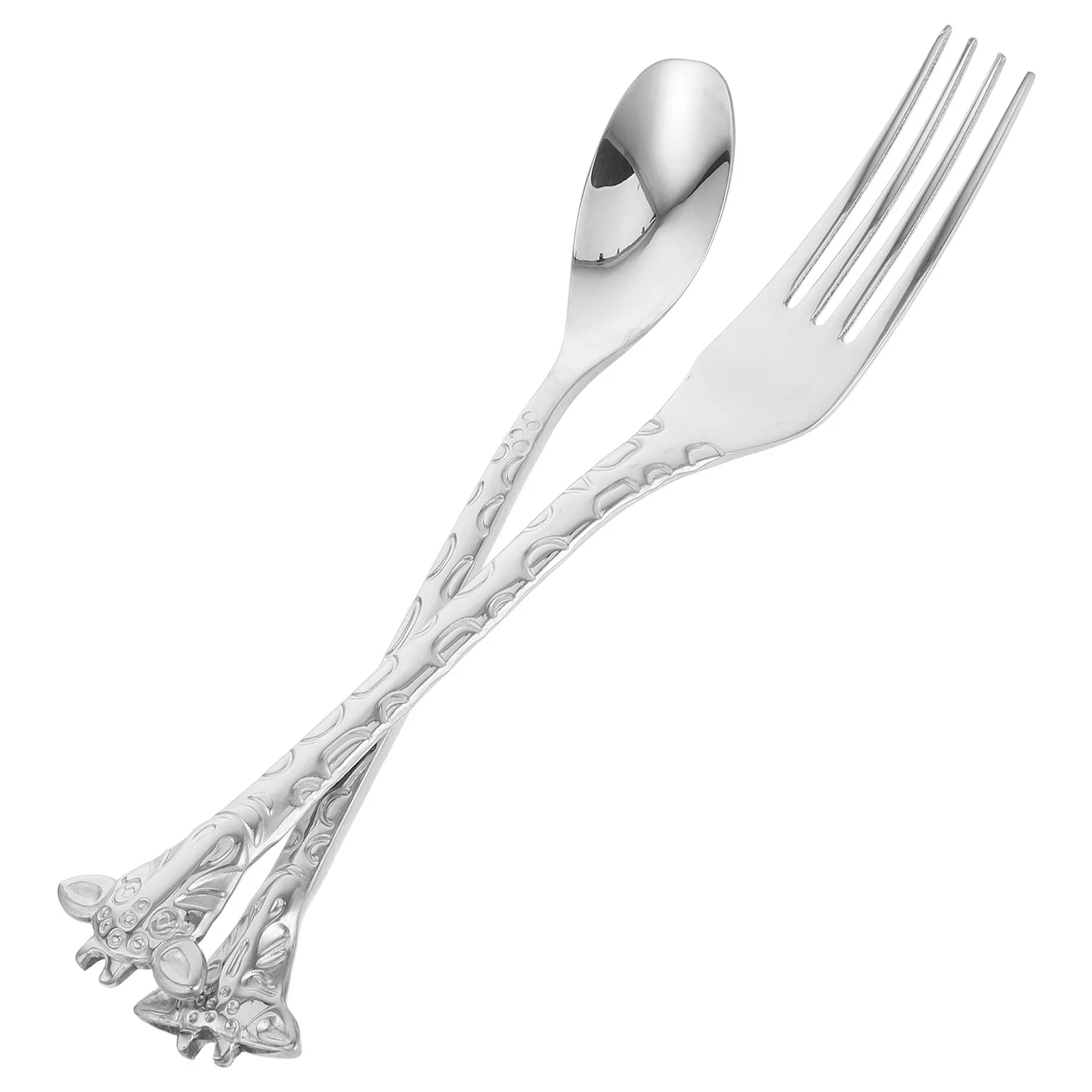 

2pcs Dessert Spoon Stainless Steel Spoon Fork Set for Dessert Teaspoons Coffee Stirring Kitchen Party Accessories