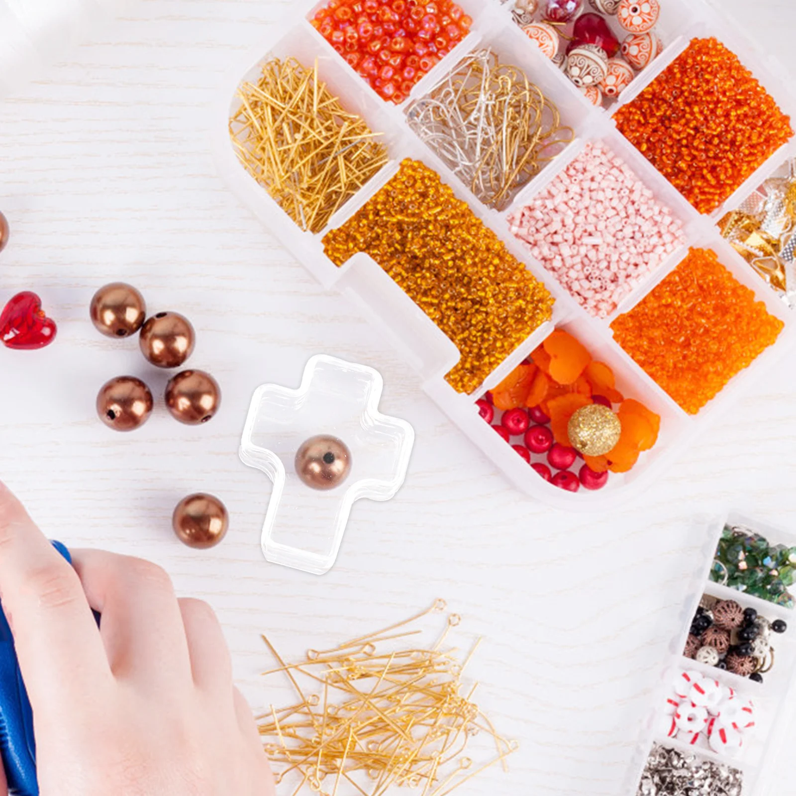 

30Pcs Cross Shaped Jewelry Storage Box Transparent Plastic Organizer Case for Rings Earrings Bracelets Trinket Storage