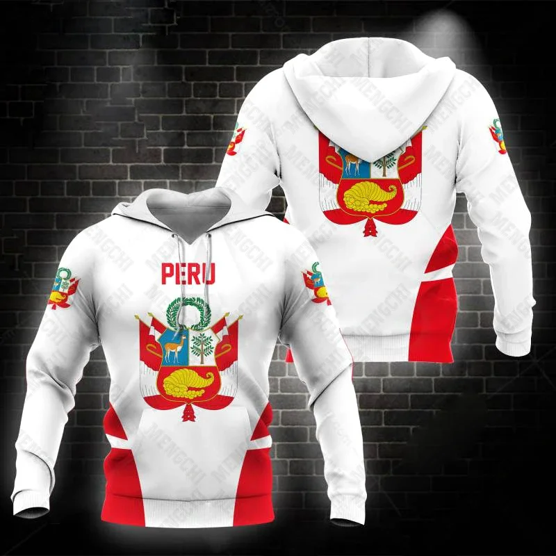 Customized Peru Emblem Graphic 3D Printed Hoodies For Male Plus Size Men's Fashion Streetwear Boys Loose Pullover Sweatshirts