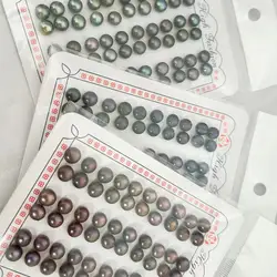20pcs 4-12mm Black Natural Button Coin Shape Freshwater Pearl Half Drilled Hole Loose diy Earrings Pendant Beads