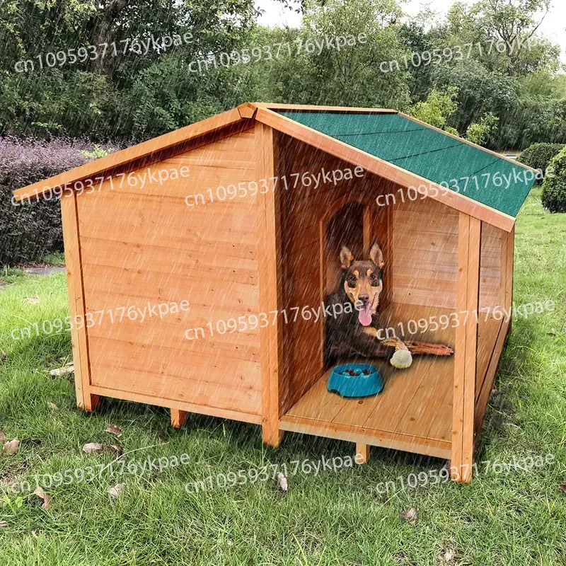 Outdoor Indoor Solid Wood Dog House Large, Medium and Small Dog House Anti-corrosion and Rainproof Cat House Large