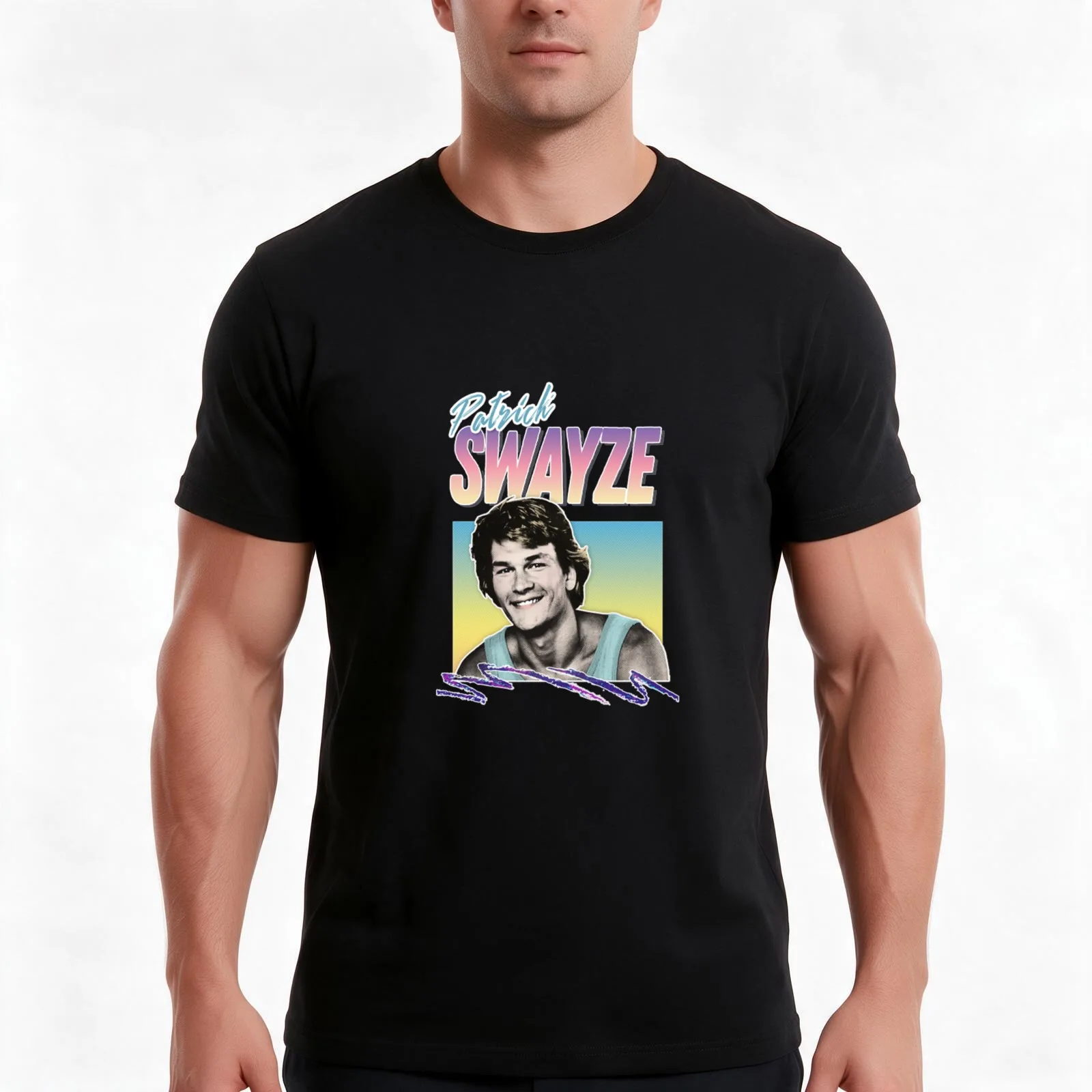 Patrick Swayze - Retro 90s Styled Fanart Design T-Shirt, Summer Casual Cotton Tee, Oversized Streetwear Tops, Unisex Men Women