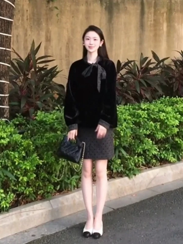 

Korean Sle Knot Top And Polka Dot f Skirt Two-Piece Set Spring Faionable Comfortable Women's Outfit
