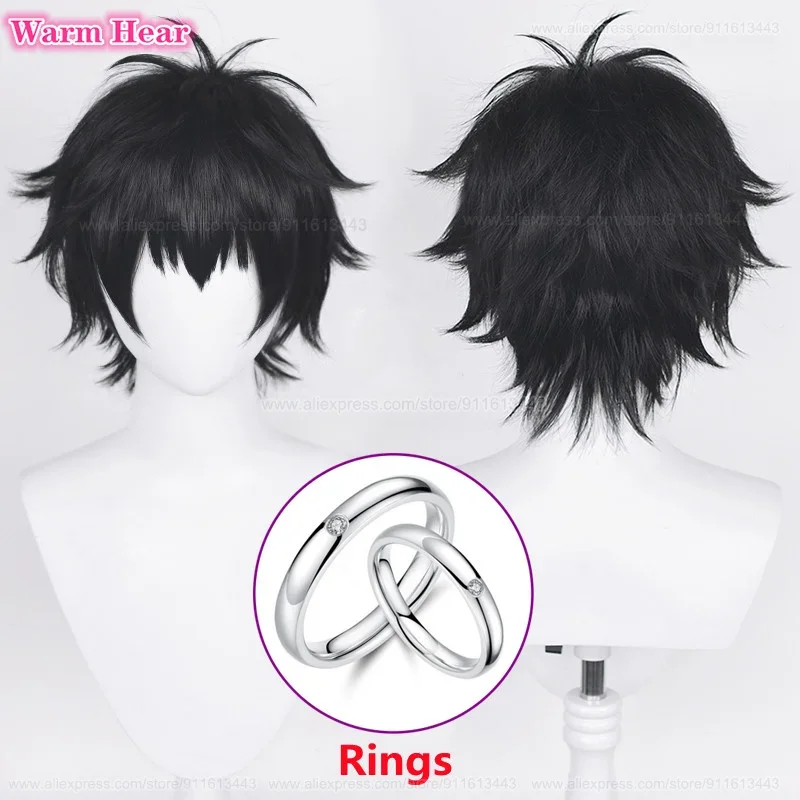 Anime COS The Movie Yuta Okkotsu Cosplay Wig Short Black Yuuta Okkotsu Hair With Ring Heat Resistant Synthetic Wigs A Wig Cap