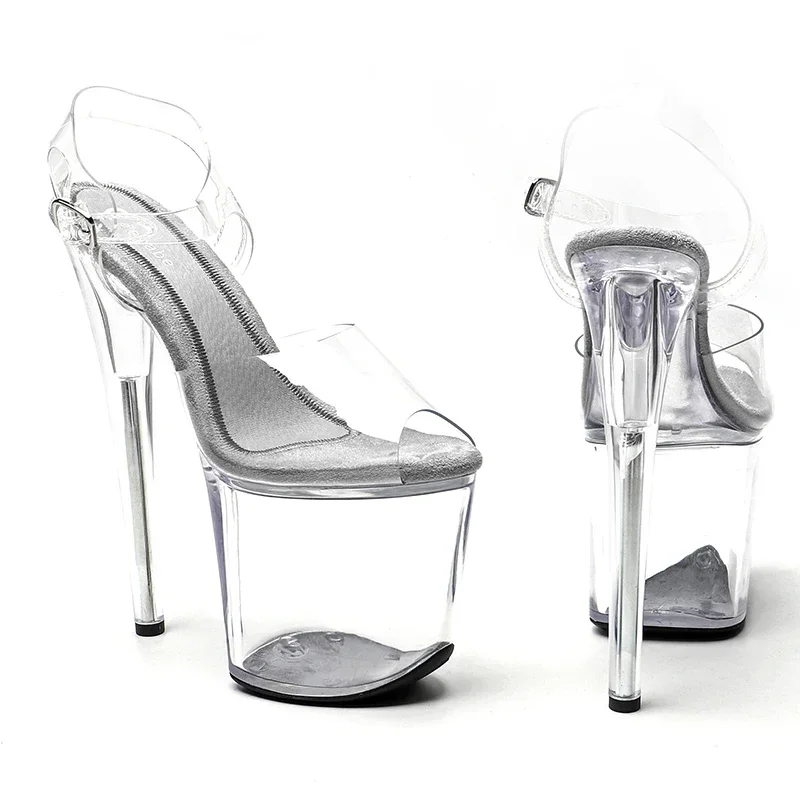 Leecabe 20cm/ 8inches  Clear PVC Upper New  Fashion trend Clear platform  high heel sandals  stripper heel pole dance shoes