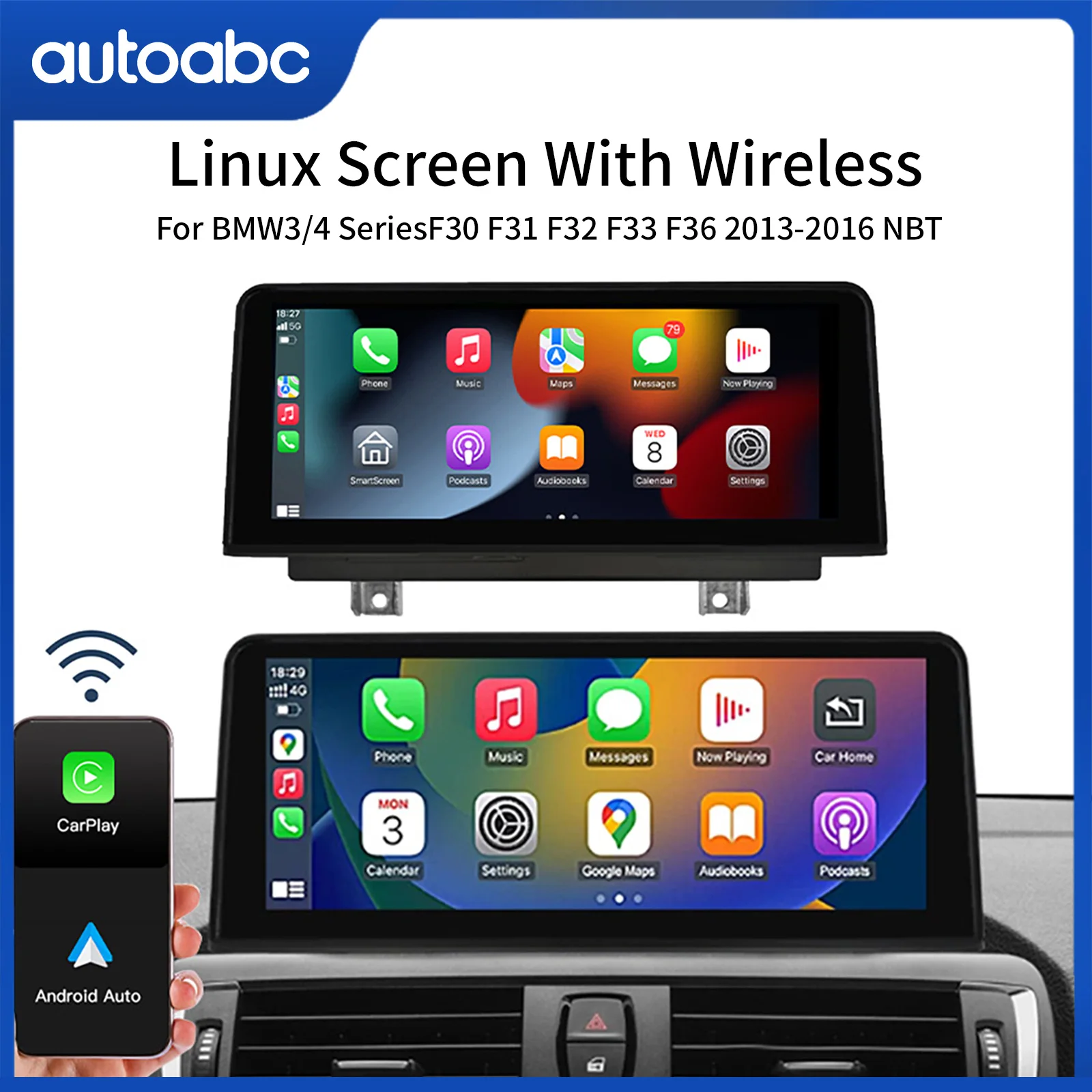 Wireless Carplay/Android Auto 10.25'' Touch screen Multimedia for BMW 3 4 Serie F30/F31/F32/F33/F34/F36 2012-2016 NBT System