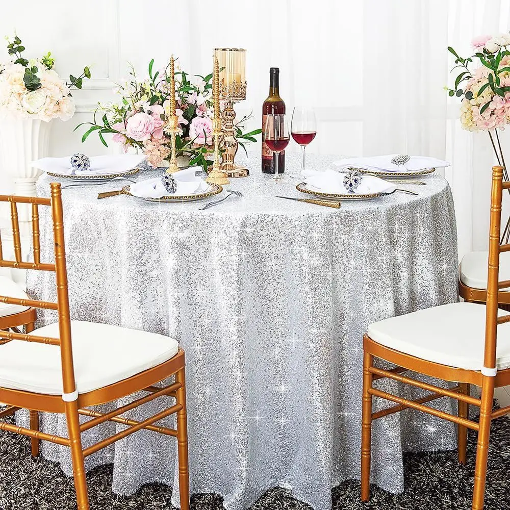 

Скатерти из платиновой тафты с пайетками, 108 см, для обеденных столов, свадеб и банкетов