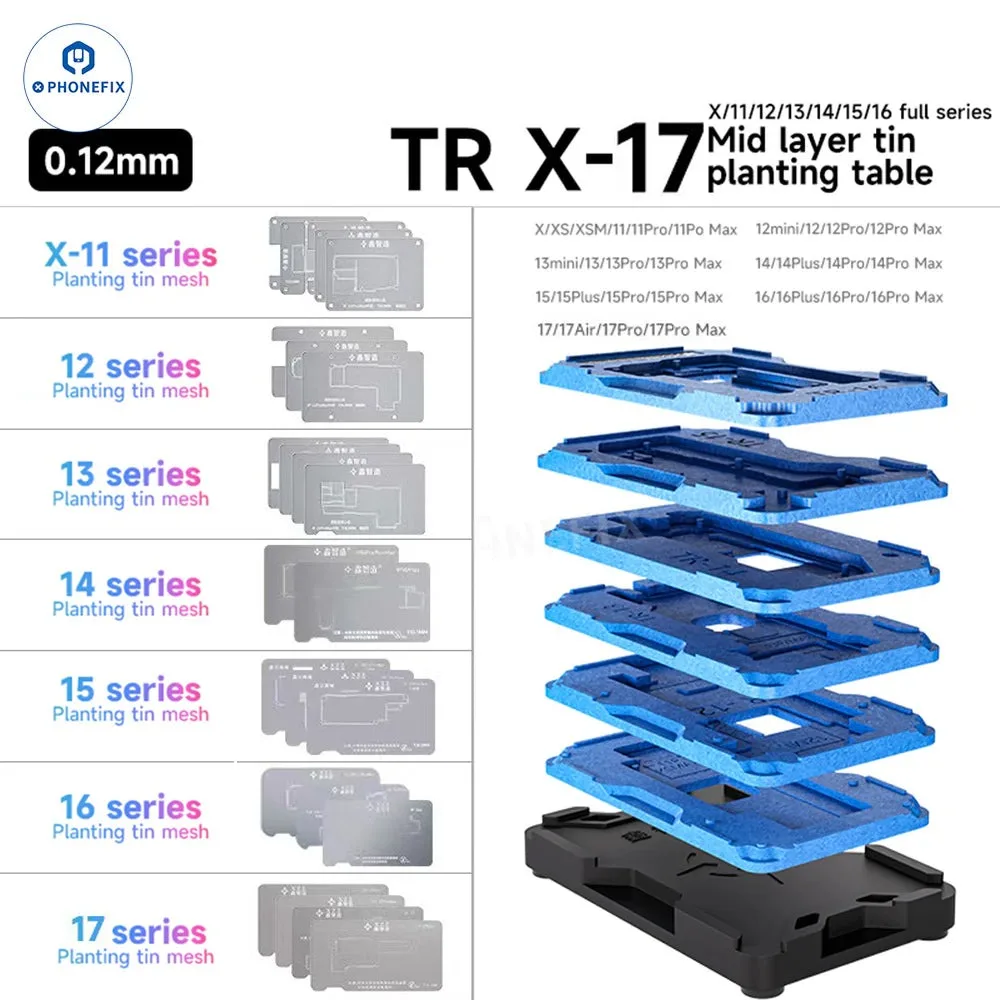 XZZ XINZHIZAO TR Motherboard Middle Layer Board Plant Tin Platform 3D BGA Reballing Stencil for iPhone X- 13 14 15 16 17 Pro Max