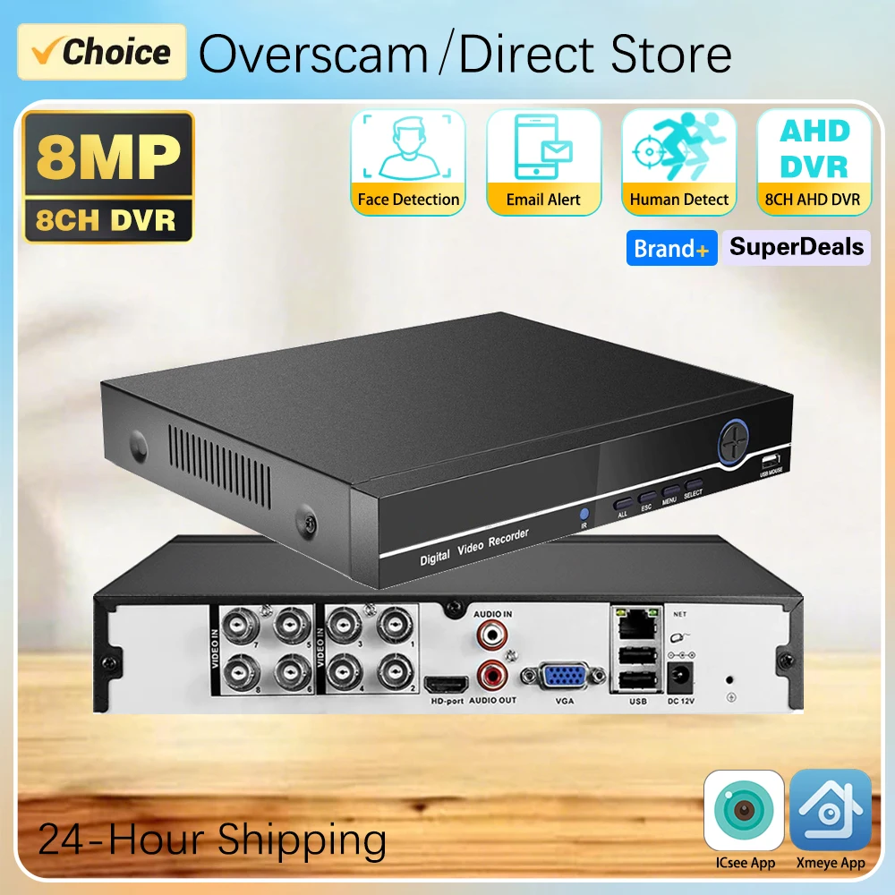 8 Channel 8MP DVR CCTV AHD DVR HD AHD-N Hybrid 4K DVR 6in1 Video Recorder For AHD TVI CVI CVBS Analog Camera IP Camera 8CH XMEYE