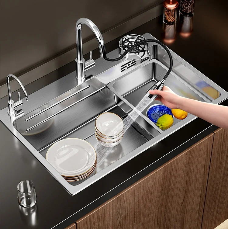 stainless steel kitchen sink, countertop, integrated large single slot sink,vegetable washing bowl sink