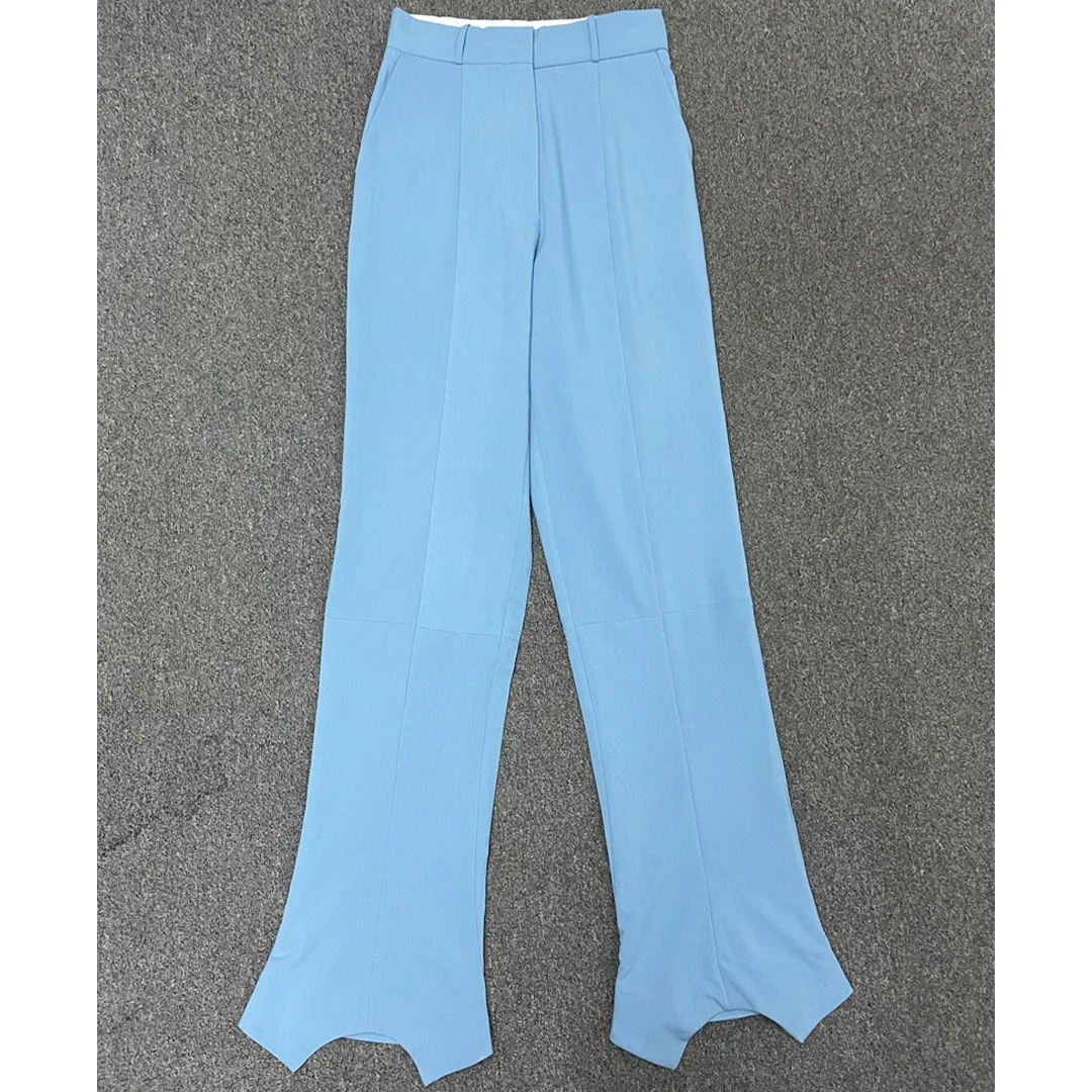 

Fashionable High-Waisted Straight-Leg Draped Floor-Length Pants Asymmetrical Casual Trousers For Women