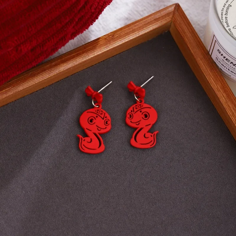 New Year Red Series Joyful Earrings Autumn and Winter High End Festival Atmosphere Earrings