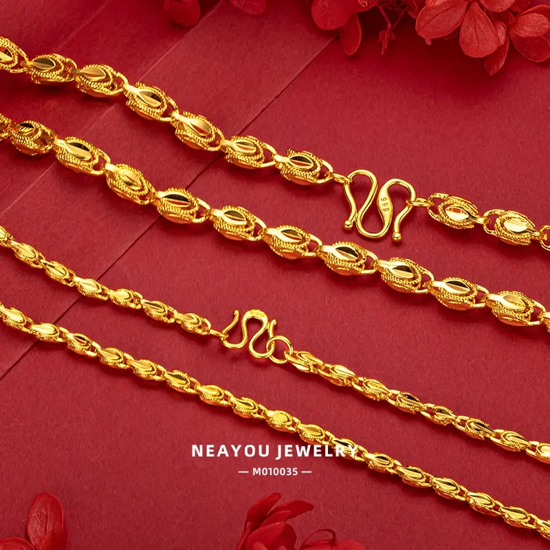 9999 real gold 24K yellow gold Eyes necklace gold chain