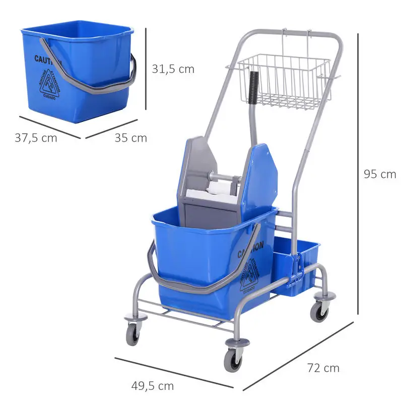 Chariot de nettoyage bleu pour entretien des sols