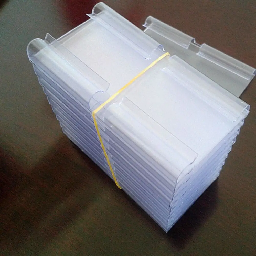 50PCS Plastic Price Tag Holder Transparent Signage Price Tag Display Holders Multifunctional Double line hook