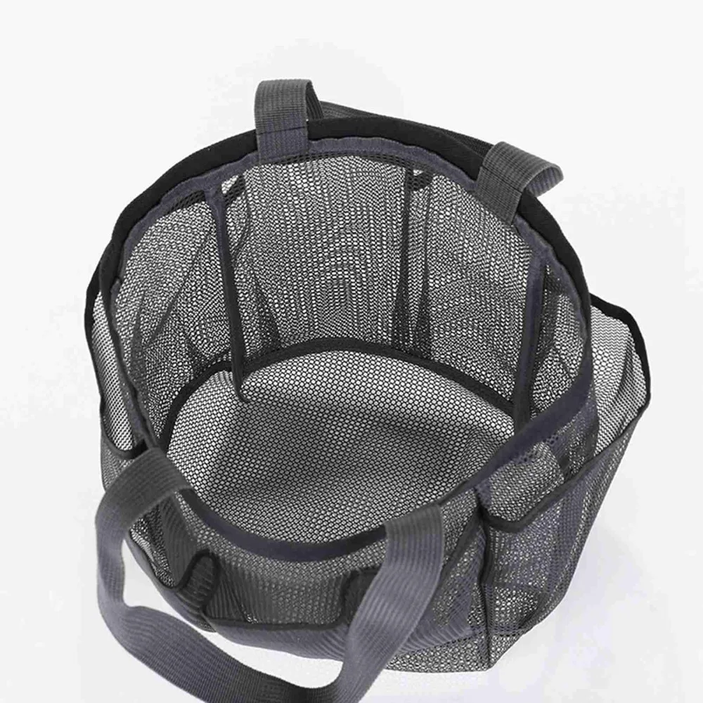 Durable 8 Pockets Mesh Shower Bag 2 Handles Quick Dry Shower Caddy Organizer Mesh Cosmetic Storage Bag College Dorm