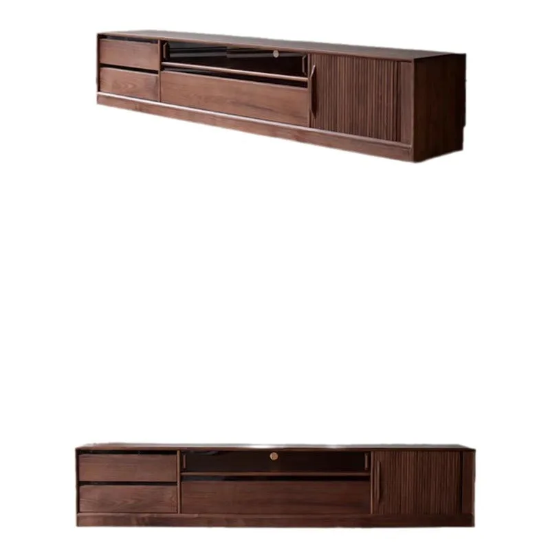 Mobile TV interamente in legno massello di noce nera nordamericana piccolo appartamento