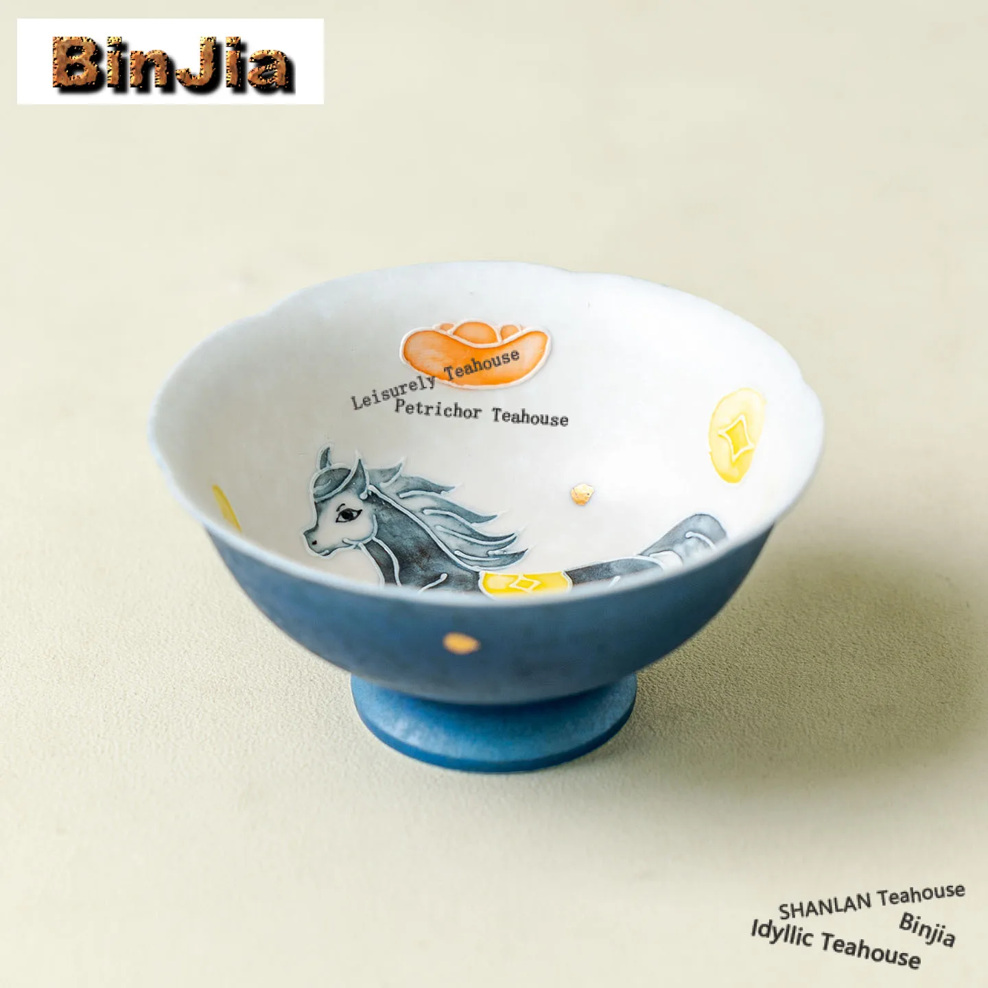 60ml Hand-painted Horse Teacup Creative Tea Bowl Sample Tea Cup Tea-tasting Fragrance Cup Chazhan Master Cups Tableware Craft