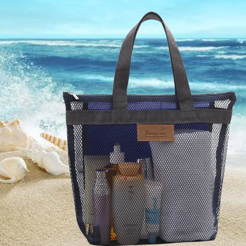 

Women Mesh Travel Storage Shower Bag Beach Toilet Bag Cosmetic Bag Handbag Mesh Bag Toiletries Organizer Portable Storage Bag