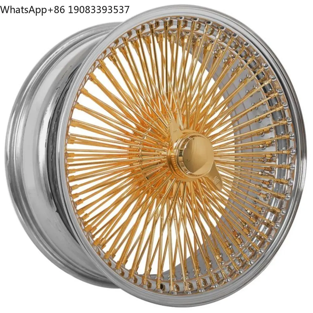 Wire Wheel 13 14 15 16 17 18  20 22 Inch Golden Luxury Spinner Nipple  Standard Straight Crossed Lace 72 100 150 Spoke Rimsims