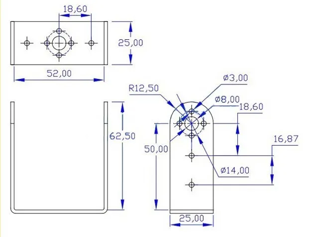 Long U-bracket uniaxial steering gear bracket PTZ bracket robot robotic arm manipulator special bracket accessories