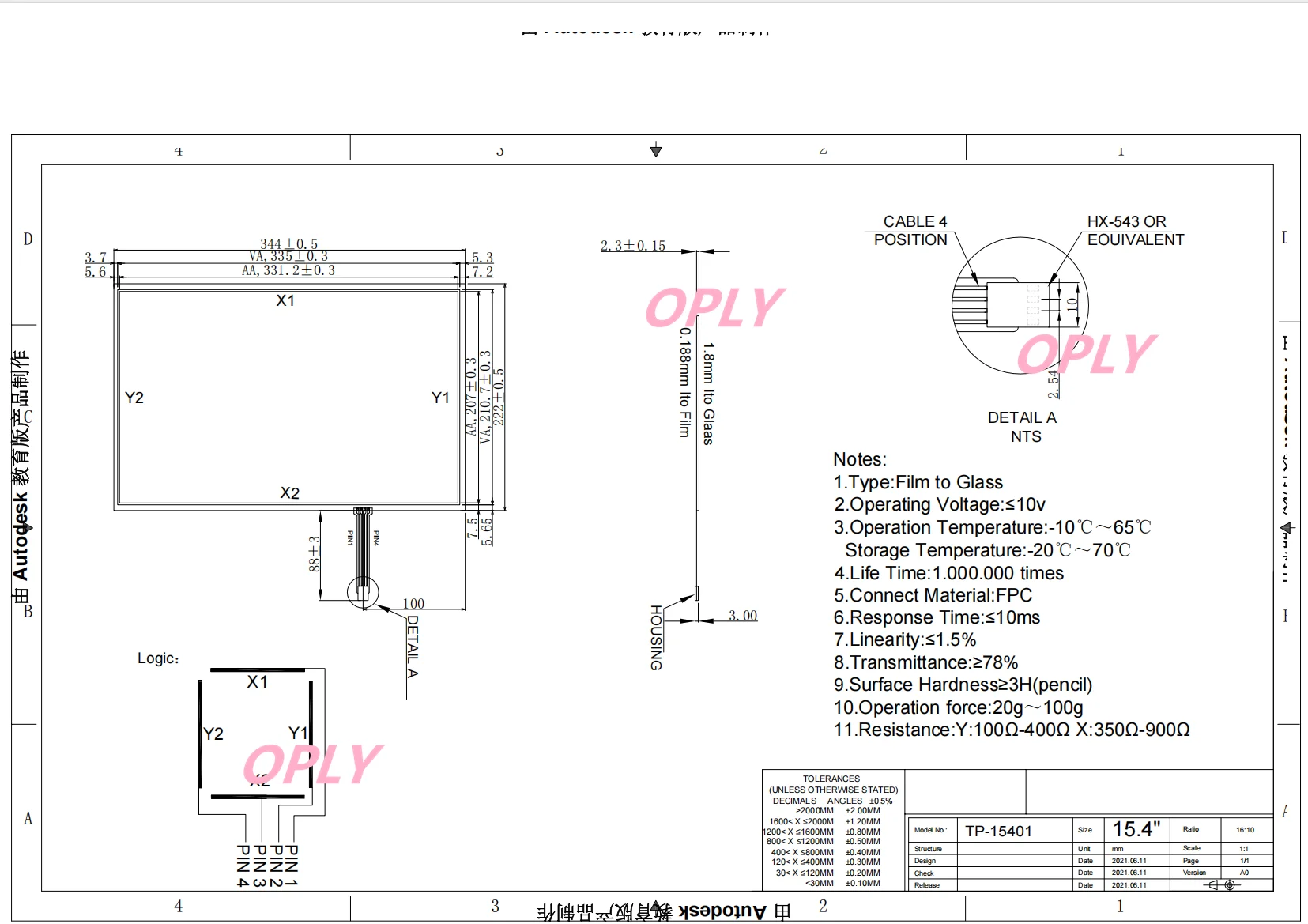 Touch Digitizer 15.4