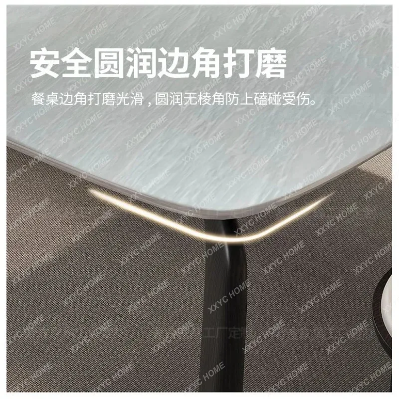 XXnatural luxury stone Kari ice jade dining table modern simple  rectangular dining table ash wood