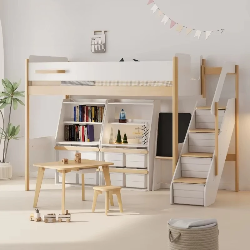 Promotion Modern Design Multi-functional Best Selling Cheap Twin Size Wooden Kids Loft Beds Bunk Bed With Stairs and Bookcase