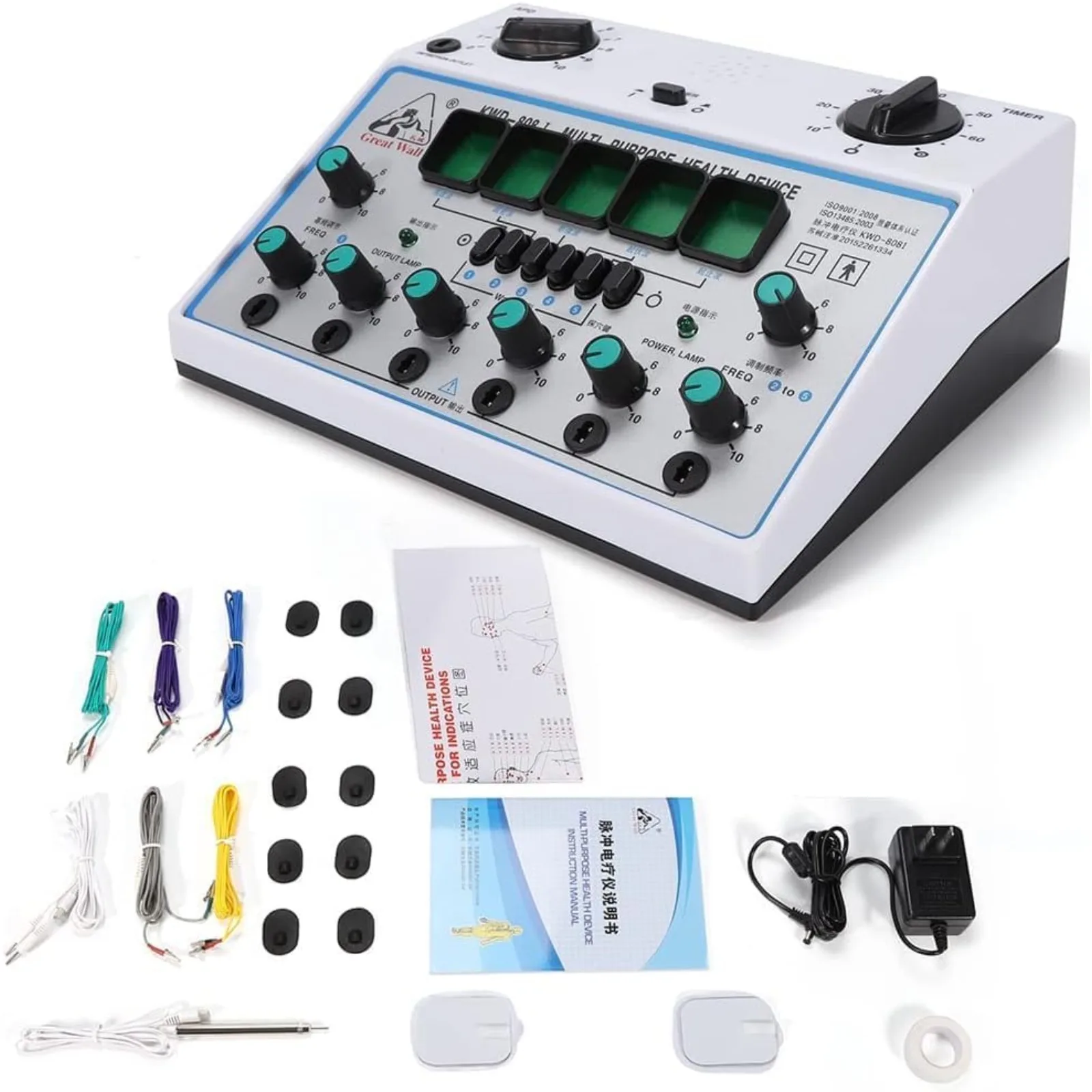 BYMAOCAR 100-240V Electric Acupuncture Stimulator, 6 Output Pulse Electrotherapy Massager, Multifunctional Electrotherapy Instrument