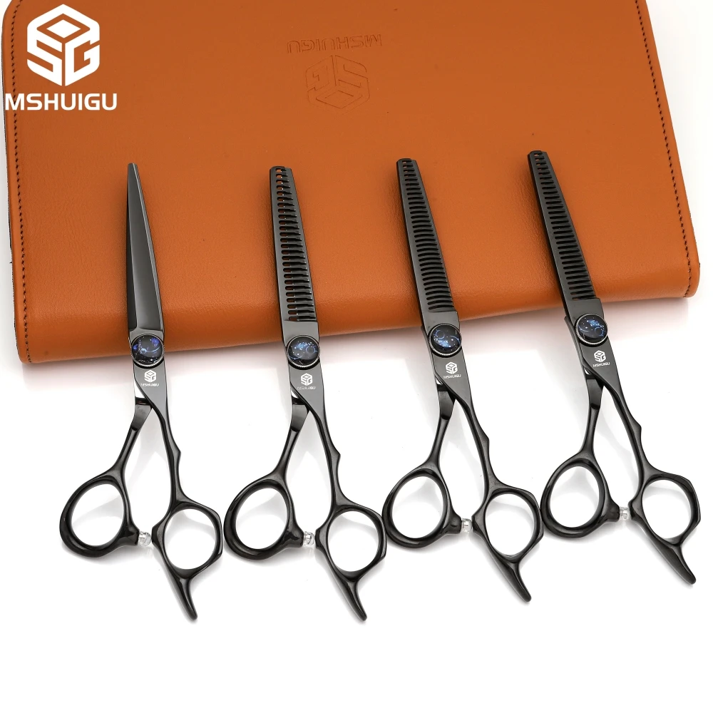 Japan VG10 Hair Scissors 5/5.5/6 Inch Straight Cut & 10%-25% Thinning Shears 360° Rot Screw Black Silver Salon Barber Tools