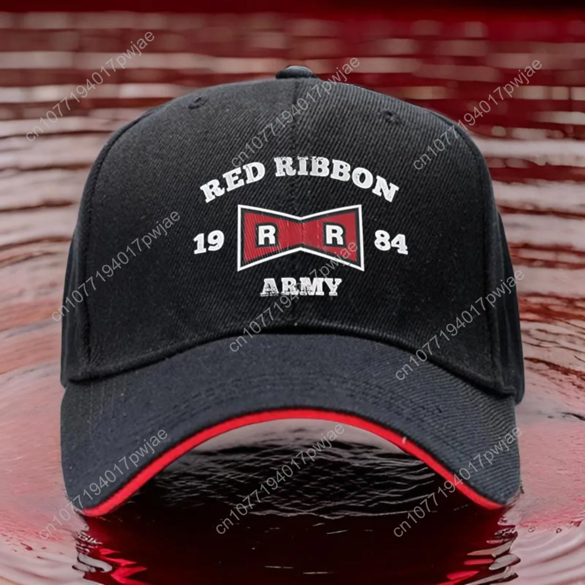

1pc Adjustable "Red Ribbon Army 50.39meter Baseball Cap - Lightweight, Black Peak Cap with Bold Lettering Print, Hip Hop Streetw