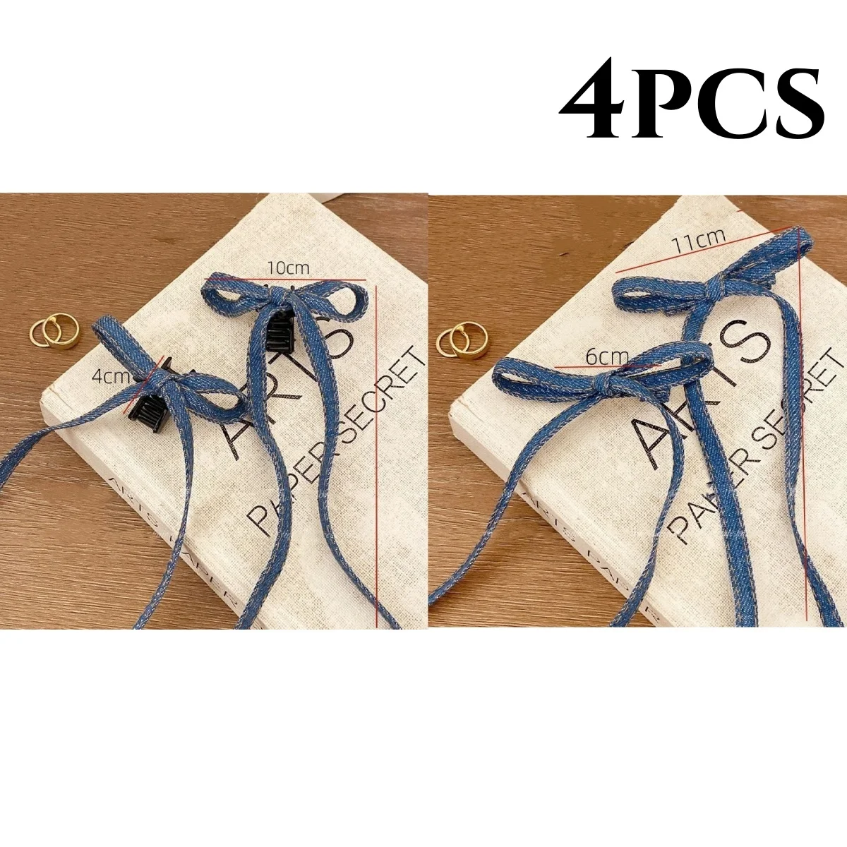 2/4/6PCS Blue Denim, Schleife, Mode, Pferdeschwanz, Band, Entenschnabel-Clip, Kopfschmuck, Pony Shattered Hair Side Clip, Haarkarten – Detail 2