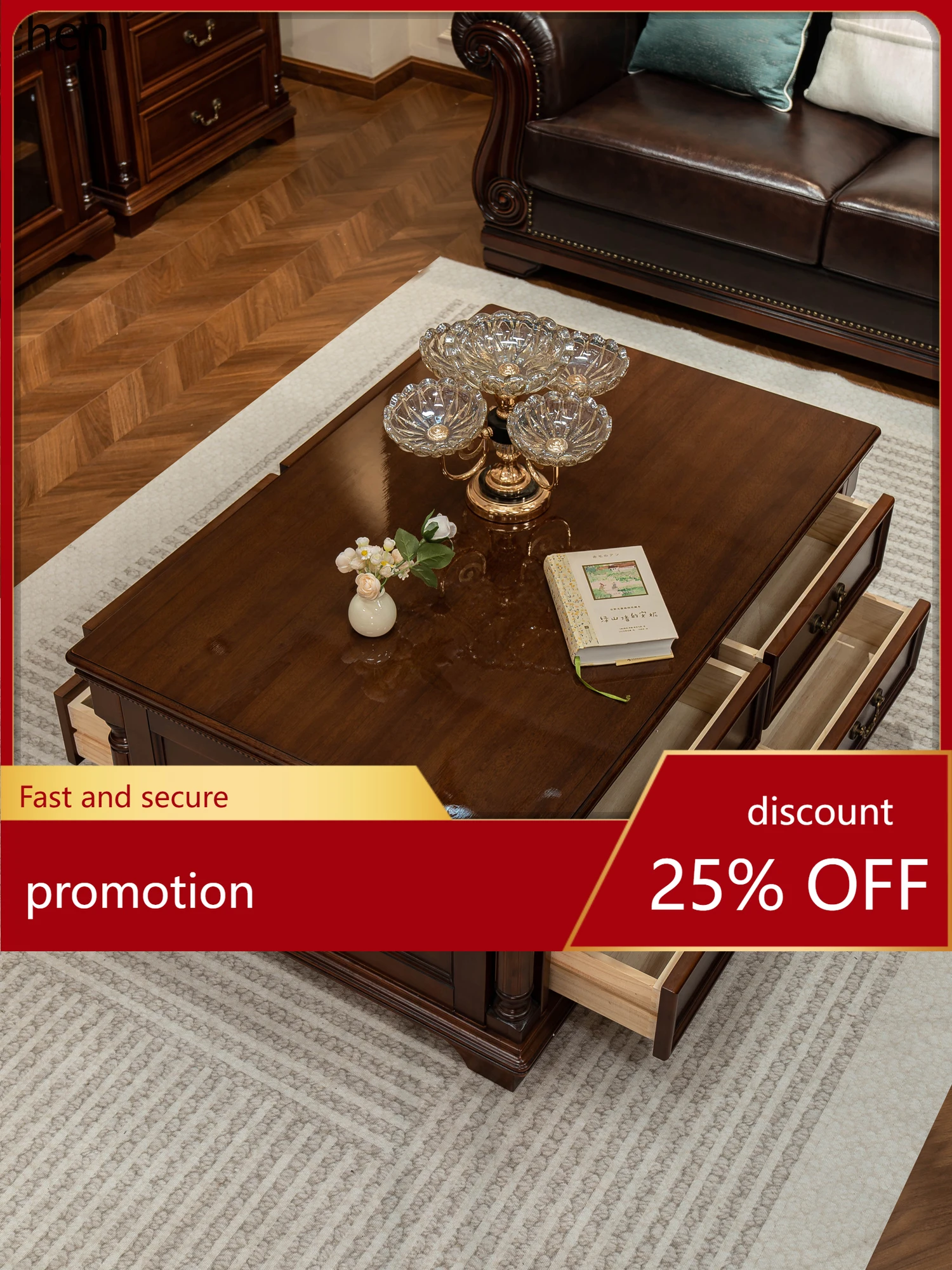 HXL Coffee Table Living Room Storage with Drawers Rectangular Coffee Table TV Cabinet Set