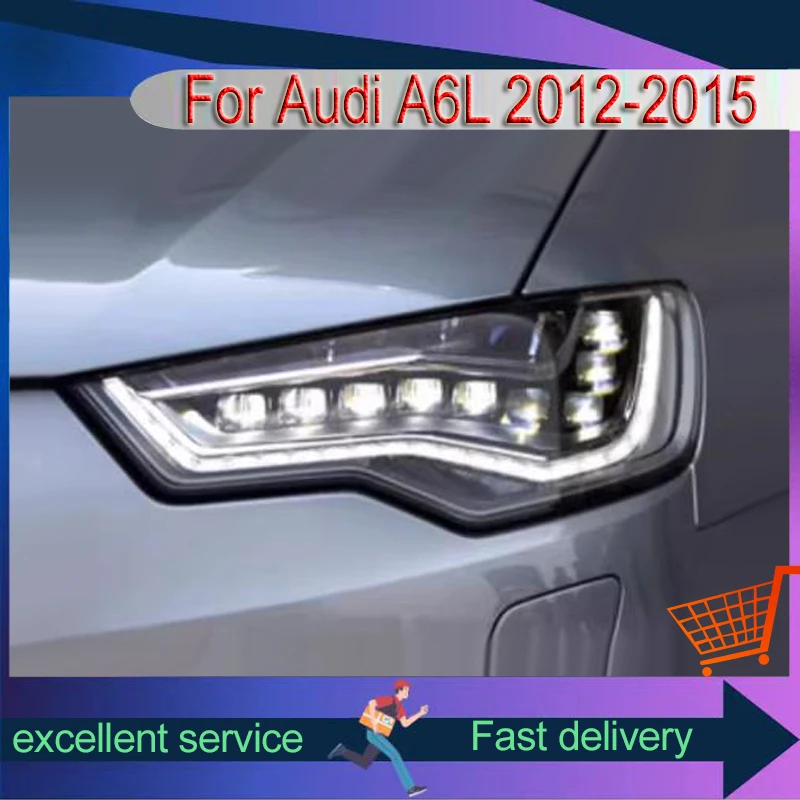

Headlight Styling FOR Audi 2012-2015 A6L Front Projector Lens DRL Modified Head Lamp LED Bulbs Car Stuff Auto Mobile Accessory